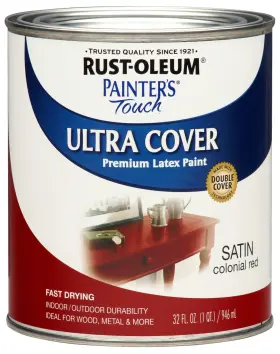 267333 Rust-oleum 020066223007 Painters Touch Latex Paint Quart Satin Colonial Red 1 Quar