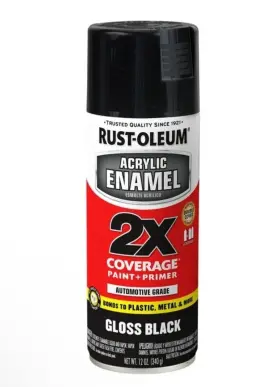 Rust-oleum 020066231026 Rustoleum Acrylic Enamel 2x Paint Primer In Glossy Black Lot Of 2