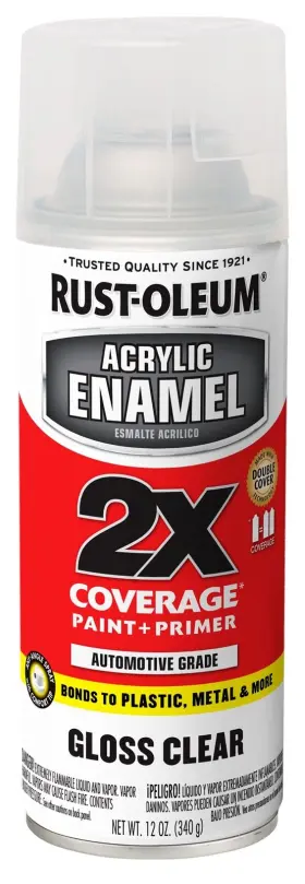 271913 Rust-oleum 020066231033 Acrylic Enamel 2x Spray Paint 12 Oz Gloss Clear