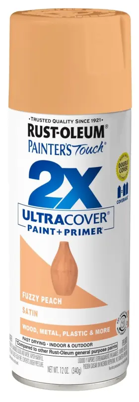 Rust-oleum 020066235420 Painters Touch 2x Ultra Cover Spray Paint 12 Oz Fuzzy Peach