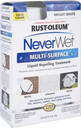 Rust-oleum 020066237127 Never Wet Waterproofing Repellent Kit Spray On Easy Bright White New