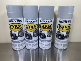 Rust-oleum 020066246198 Lot Of 4 Farm And Implement Spray 12 Oz - 3x Gray Primer 1x Ford