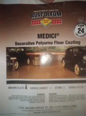 Rust-oleum 020066247676 Medici Decorative Polyurea Floor Coating. One Gallon Brown Slate