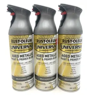 Rust-oleum 020066277345 Universal All Surface Spray Paint 11 Oz Weathered Steel 3 Can Lot New