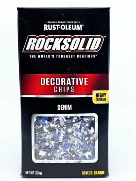 302642 Rust-oleum 020066326135 Rocksolid Decorative Chips Denim Heavy Coverage 23 Sqm 2lb Box