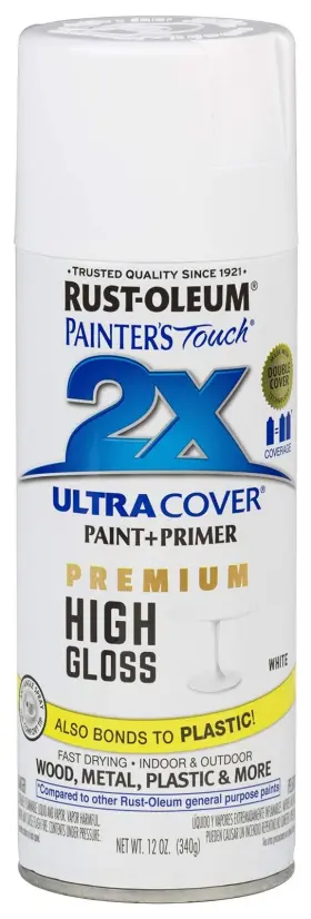 Rust-oleum 020066381288 Ultra Cover 2x Spray Paint High Gloss White 12oz