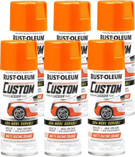 Rust-oleum 020066430337 Custom Lacquer Spray Matte Orange 11oz 6 Pack Fast Dry Paint