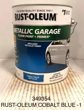349354 Rust-oleum 020066446154 Metallic Garage Floor Paint Primer Cobalt Blue Gal Dented Can