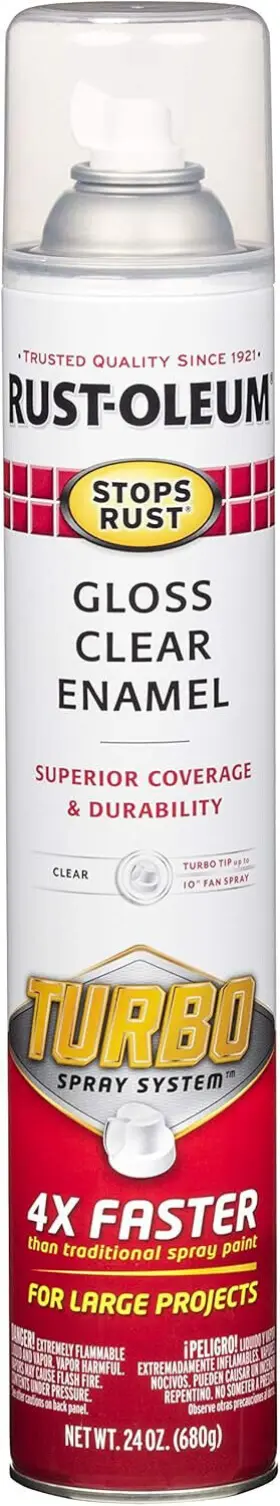 Rust-oleum 020066455019 Stops Turbo Spray Paint 24 Oz Gloss Clear Enamel Pack Of 1