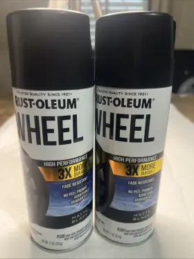Rust-oleum 020066488055 3 Cans Of High Performance Wheel Coating Spray Paint Matt Black 11 Oz