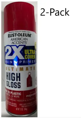 Rust-oleum 020066495190 Majestic Red High Gloss 2-pack 2x Ultra Cover Spray Paint 12 Oz