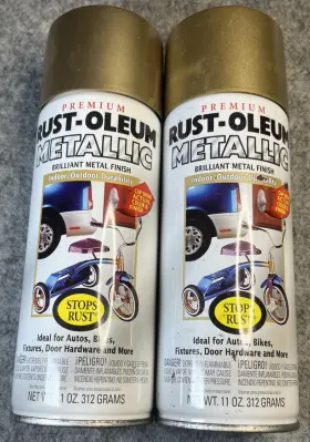 Rust-oleum 020066727086 2 Vtg 1999 7270 Gold Rush Metallic Spray Paint 11oz Not Full Read