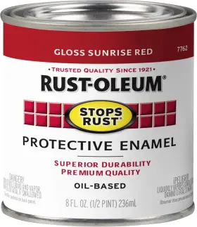 7762730 Rust-oleum 020066776275 Stops Brush On Paint Half Pint Gloss Sunrise Red