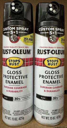 Rust-oleum 04598 2 15-ounce Cans Rust-oleum 5 In 1 Custom Spray - Paint/gloss Black Enamel