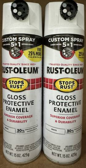 Rust-oleum 04599 2 15-ounce Cans Rust-oleum 5 In 1 Custom Spray - Paint/gloss White Enamel