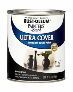 1976502 Rust-oleum Painters Touch Latex Paint Flat Black 32 Fl Oz 1 Quarts