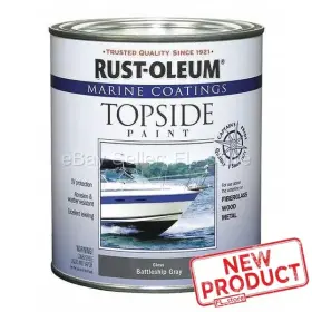207005 Rust-oleum Topside Paint Battleship Gray Alkyd Boat Weather Resist Oil Base Marine Coating