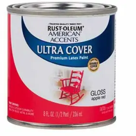 238360 Rust-oleum Rustoleum Ultra Cover Apple Red Gloss 8 Oz Wood Metal Plaster Masonry