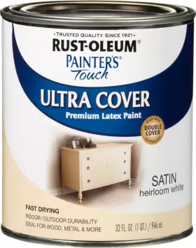 240285 Rust-oleum Painters Touch Latex Quart Satin Heirloom White 32 Fl Oz Of