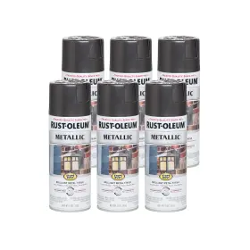 244228 Rust-oleum Stops Charcoal Metallic Spray Paint Pack Of 6 11 Ounce