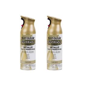 Rust-oleum 245221a2 Universal Paint And Primer 11oz Pack Of 2 Metallic Oil Based Spray