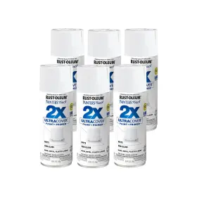 249060-6 Rust-oleum 12 Ounce Pack Of 6 Semi Gloss White Spray Paint For Interior Exterior Use