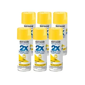 249092-6 Rust-oleum 6 Pack 12 Ounce Gloss Sun Yellow Spray Paint Durable Low Odor Fast Drying