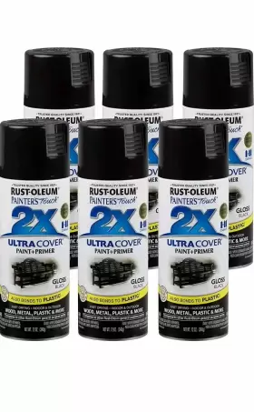 249122 Rust-oleum 249122-6pk Rustoleum Painterstouch 2x Ultra Cover Spray Paint 12 Oz Gloss Black