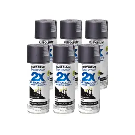 249844-6 Rust-oleum 12 Ounce Pack Of 6 Satin Canyon Black Spray Paint Ideal For Interior Exterior