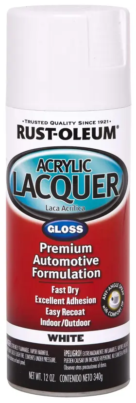 253364 Rust-oleum Automotive Acrylic Lacquer Spray Paint Gloss White 11 Fl Oz
