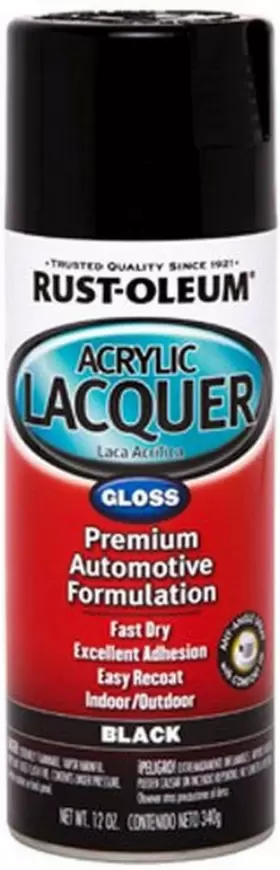 253365 Rust-oleum Automotive Acrylic Lacquer Spray Paint Gloss Black 12 Oz
