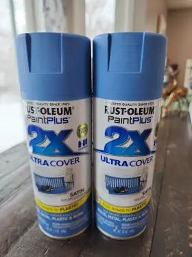 265155 Rust-oleum Paint Plus 2x Satin Wildflower Blue Spray 12 Oz X 2 Cans