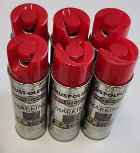 266591 Rust-oleum 6 Pack Professional 2x Inverted Marking Paint Safety Red