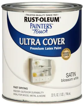 267330 Rust-oleum Painters Touch Latex Paint Quart Satin Blossom White