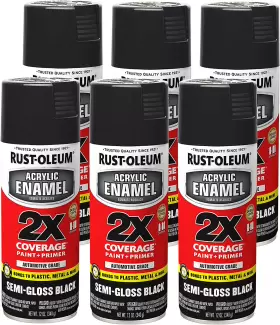Rust-oleum 271915-6pk Acrylic Enamel 2x Spray Paint 12 Oz Semi Gloss Black 6