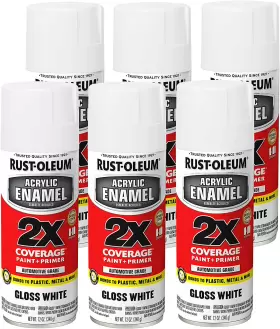 Rust-oleum 271919-6pk Acrylic Enamel 2x Spray Paint 12 Oz Gloss White 6 Pack
