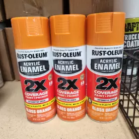 271921 Rust-oleum 4 Ct Acrylic Enamel 2x Coverage Gloss Orange 12 Oz Can
