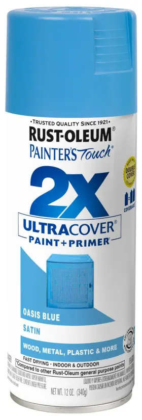 277991 Rust-oleum Painters Touch Satin Oasis Blue Spray Paint 12 Ounce Interior Exterior Use