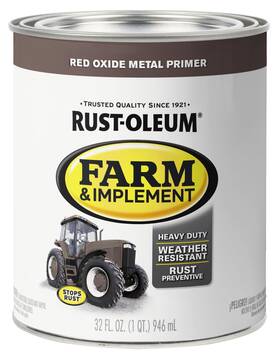 Rust-oleum 280151 Red Oxide Metal Primer Paint Quart For Tractors Trailers Mowers