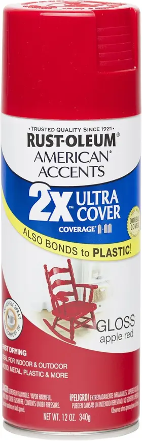 280716 Rust-oleum Ultra Cover 2x Spray Paint Gloss Apple Red 12 Oz