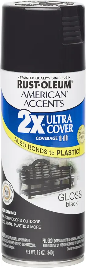 280723 Rust-oleum American Accents Ultra Cover 2x Spray Paint Gloss Black 12-o
