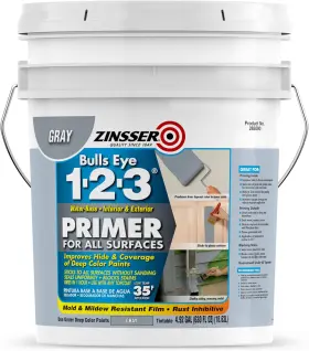 285090 Rust-oleum Zinsser Bulls Eye 1-2-3 Water-base Primer 5 Gallon Gray