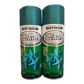 302573 Rust-oleum Glitter Turquoise Green Spray Paint 10.25 Oz Intense Sparkling 2 Pack