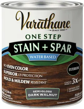 Rust-oleum 313045638658 Varathane Semi-gloss Water-based Exterior Spar Urethane Quart Dark Walnut