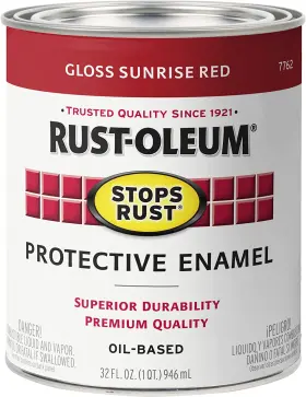 7762502 Rust-oleum 313050676690 Stops Brush On Paint Quart Gloss Sunrise Red 1 Quarts