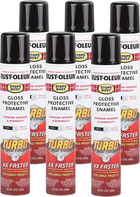 Rust-oleum 313051825875 Rust-oleum 334128-6pk Stops Turbo Spray Paint 24 Oz Gloss Black 6 Pack