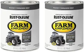 Rust-oleum 313053395376 280157-2pk Farm And Implement Enamel Paint Quart Massey Ferguson Gray