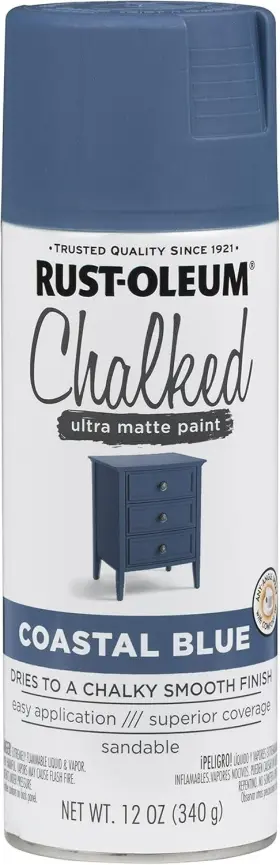 302598 Rust-oleum 313095765779 Series Chalked Ultra Matte Spray Paint 12 Ounce Coastal Blue