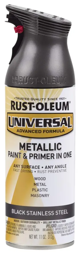 314558 Rust-oleum Universal Black Stainless Steel Spray Paint 11 Ounce All Surface 314558 Rust-oleum Universal Black Stainless Steel Spray Paint 11 Ounce All Surface