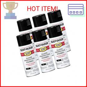 Rust-oleum 320066041008 Rust-oleum 7779830-6pk Stops Spray Paint 12 Oz Gloss Black 6 Pack